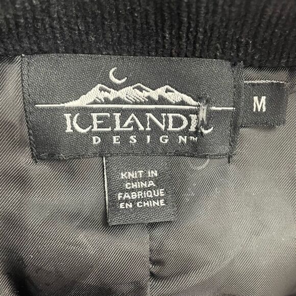 Vintage Icelandic Design Wool Zip Front Cardigan Jacket Red Black Size Medium - Picture 9 of 12